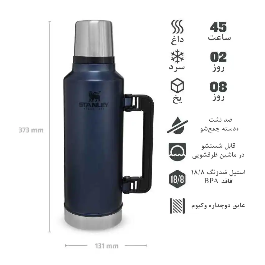مشخصات فلاسک استنلی مدل کلاسیک لجندری باتل Stanley CLASSIC VACUUM BOTTLE 1.9 فروشگاه لوت (4)