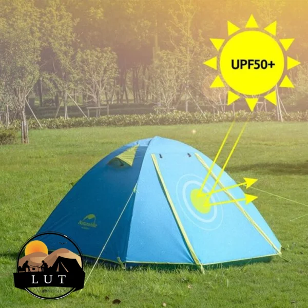 تصویر چادر نیچرهایک دو نفره مدلNaturehike P Series، ضدآب 3000mm، محافظت UV +50، میله‌های آلومینیومی 7001، طراحی ساده و نصب سریع، مناسب برای کمپینگ و کوهنوردی