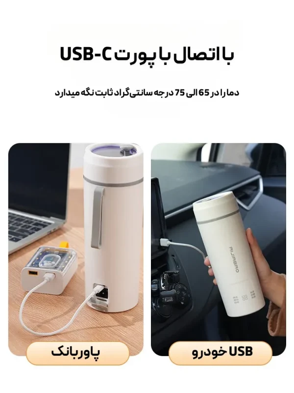 تصویر سفری همه‌کاره برقی Aijiabao مدل F02071، گرم‌کن آب و غذا همراه با نمایشگر دما و ضدآب لوت کمپینگ 6