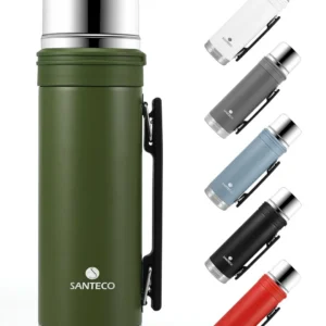 فلاسک استیل سانتکو مدل Santeco ASPEN، یک لیتری، ضد نشت، دوجداره، حفظ دما 24 ساعته، ایده‌آل برای ورزش و کمپینگ - لوت کمپینگ (11)