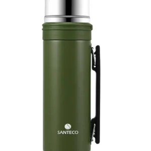 فلاسک استیل سانتکو مدل Santeco ASPEN، یک لیتری، ضد نشت، دوجداره، حفظ دما 24 ساعته، ایده‌آل برای ورزش و کمپینگ - لوت کمپینگ (7) سبز