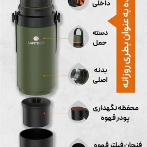 فلاسک و قهوه‌ساز سانتکو مدل Santeco Kafe لوت کمپینگ (4)