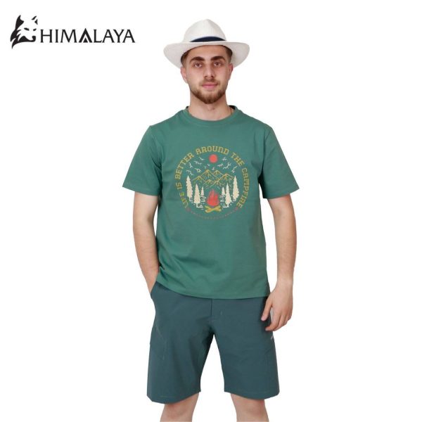 تصویر تیشرت پنبه‌ای مردانه هیمالیا مدل CM21، طرح CampFire